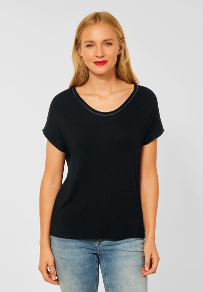 Street One - T-Shirt mit V-Ausschnitt in Black