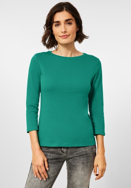 CECIL - Basic Shirt in Unifarbe in Smaragd Green