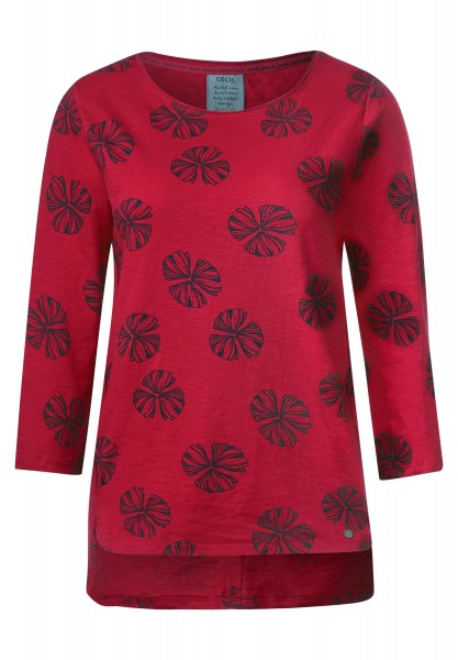 Cecil florales 3/4-Arm Shirt in Just Red