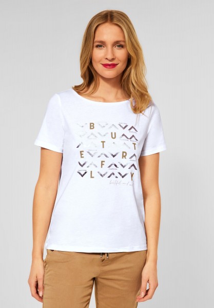 Street One - T-Shirt mit Folienprint in White