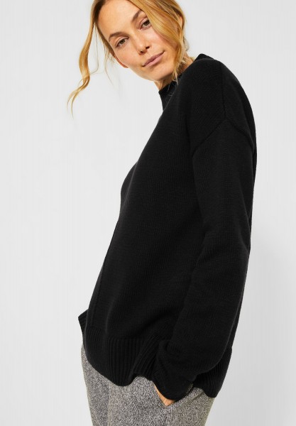 CECIL - Strick-Pullover in Unifarbe in Black