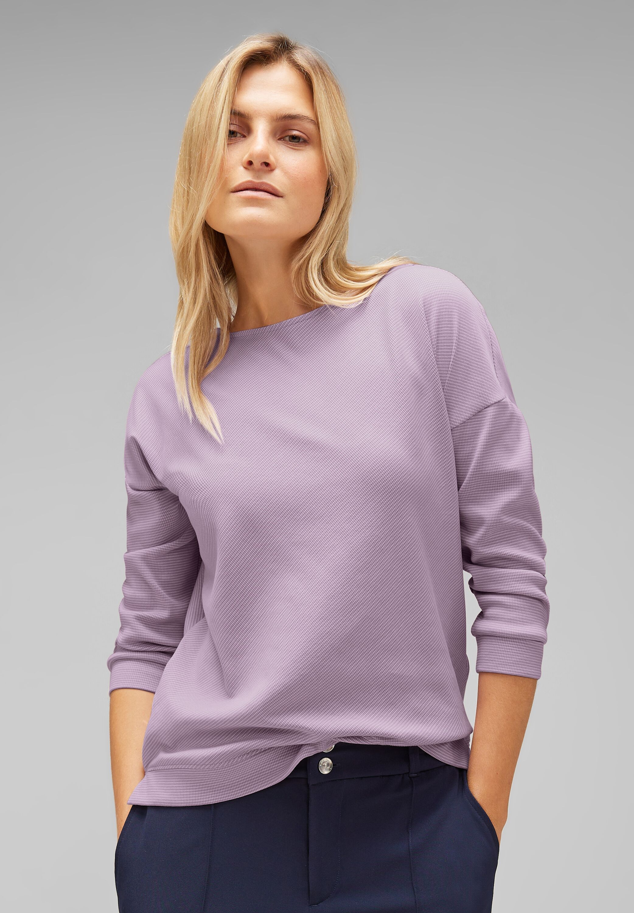 Street One Streifenshirt in Soft im reduziert A320427-25289 Pure - Mode Lilac SALE CONCEPT
