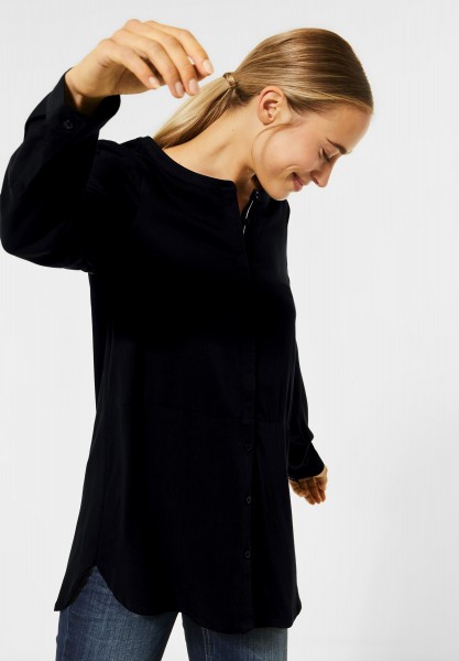 CECIL - Lange Bluse in Unifarbe in Black