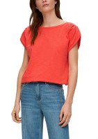 s.Oliver T-Shirt mit gerafften Ärmeln in Orange