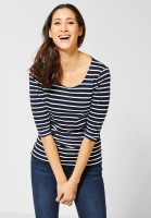 Street One - Shirt Hanya mit Streifen in Deep Blue