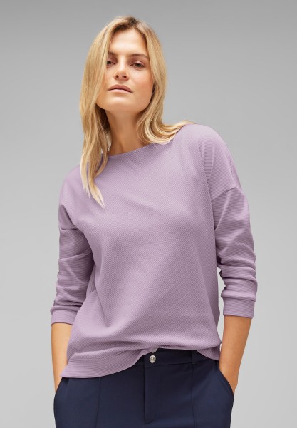 Street One Shirt mit Streifenstruktur in Soft Pure Lilac