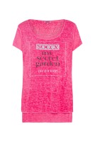 SOCCX T-Shirt im Lagenlook mit Wording in Floral Pink