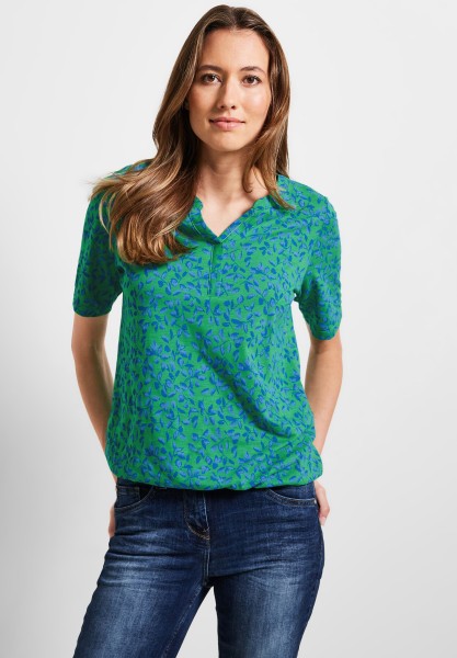 Cecil T-Shirt mit Minimalmuster in Fresh Green