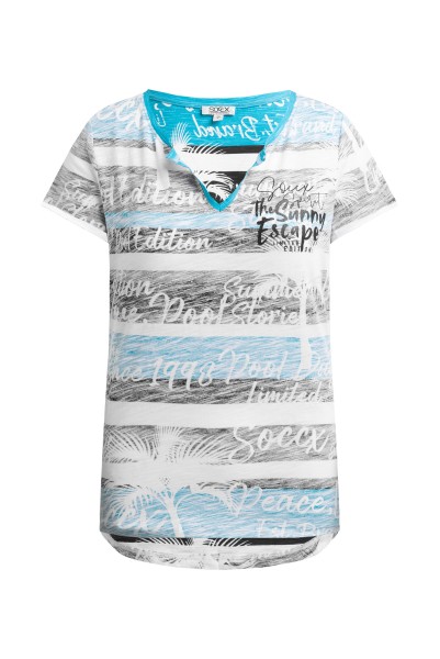 SOCCX T-Shirt mit Inside-Out Print in Ocean Flash