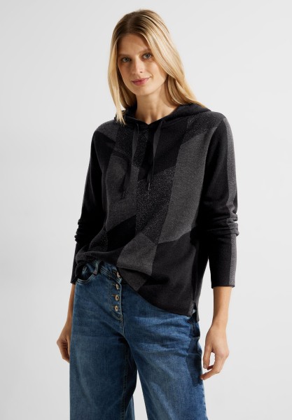 CECIL Hoodie mit Schimmermuster in Black