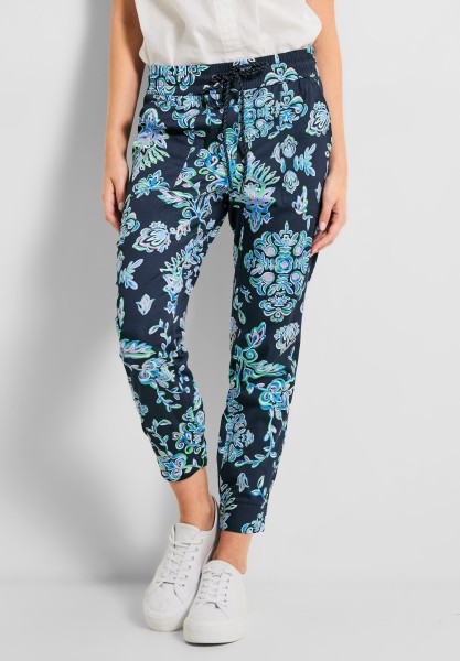 Cecil Casual Fit Hose mit Print in Deep Blue