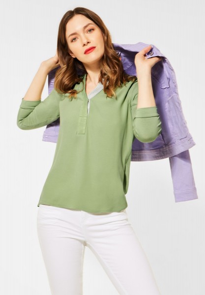 Street One - Unifarbene Materialmix-Bluse in Faded Green
