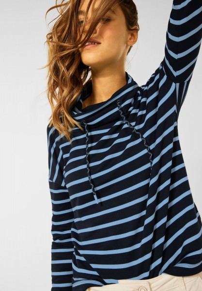 CECIL - Shirt mit Streifen Muster in Deep Blue