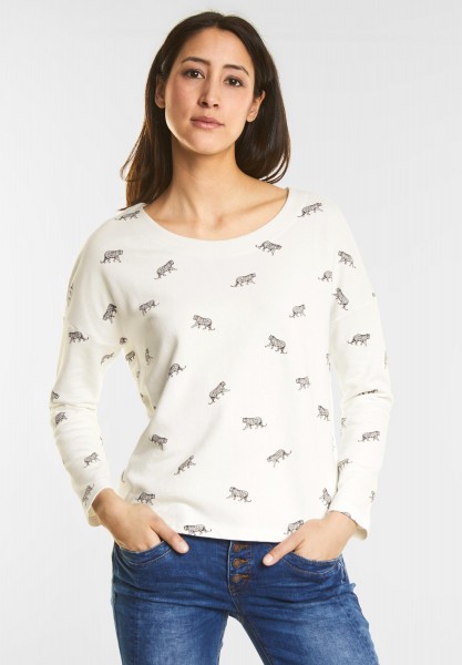 Street One - Animal-Print Sweatshirt in Off White