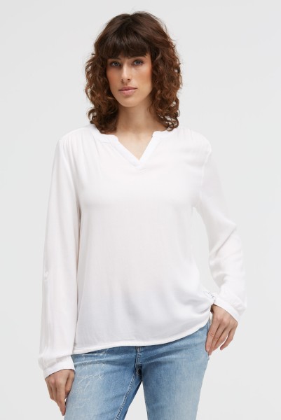 SOCCX Crepe-Bluse mit Rücken-Artwork in Opticwhite