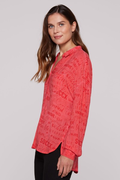 SOCCX Langarmbluse mit All Over Print in Juicy Coral