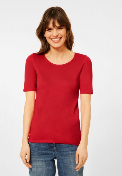 CECIL - T-Shirt in Unifarbe in Vibrant Red