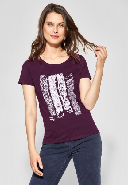 CECIL - Shirt mit Frontprint in Deep Berry