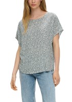 QS by s.Oliver Oversize-Bluse mit Blumenmuster in Grau