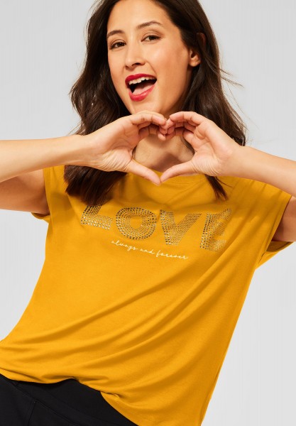 Street One - T-Shirt mit Aufschrift in Sulphur Yellow