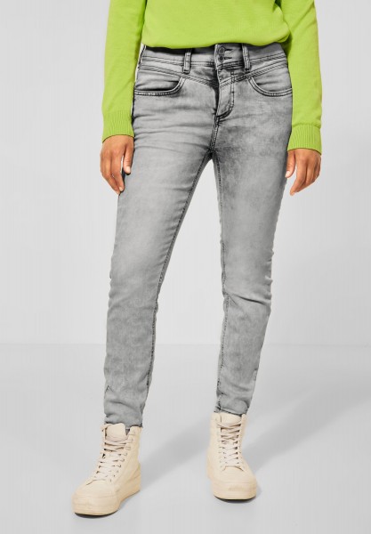 Street One - Slim Fit Jeans in Light Grey Random Bleach