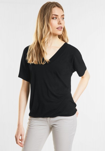 Street One - Schlichtes V-Neck Shirt in Black