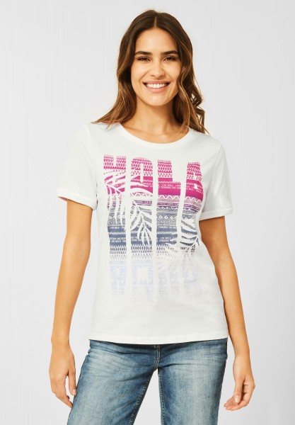 CECIL - T-Shirt mit Print in Vanilla White