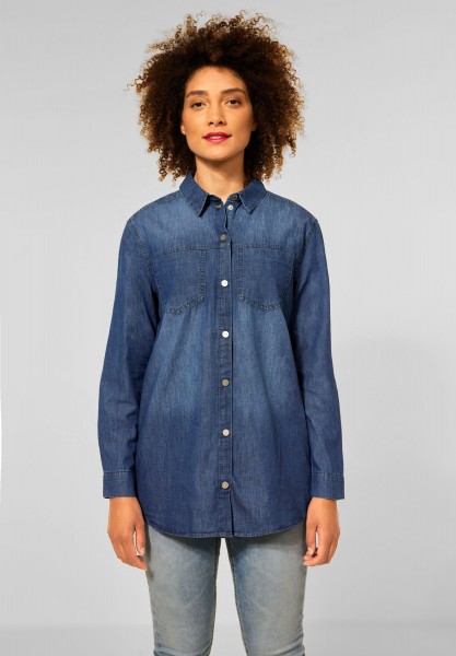 Street One - Lange Bluse im Jeans Look in Basic Blue Denim Wash