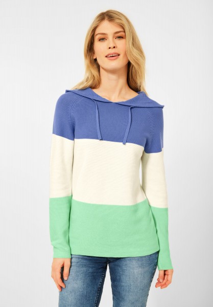 CECIL - Colorblock Hoodie Pullover in Forever Blue