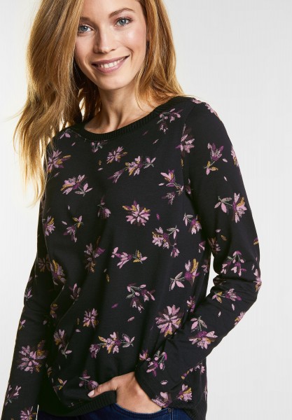 CECIL - Flower-Print Shirt Karla in Black