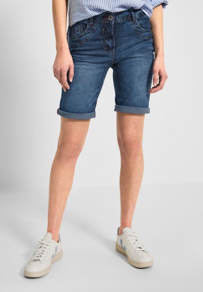 Cecil Loose Fit Jeansshorts in Mid Blue Wash
