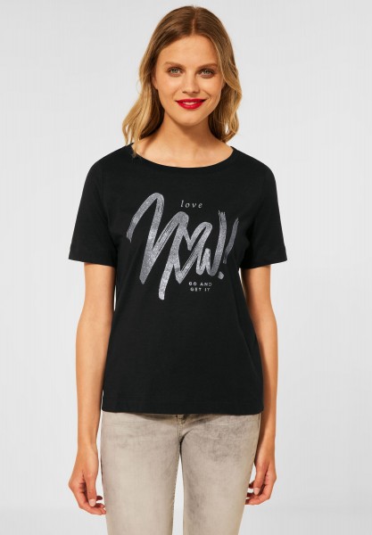 Street One - T-Shirt mit Wordingprint in Black
