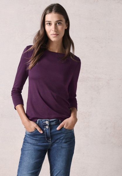 Cecil Cecil Basic T-Shirt in Unifarbe in Beloved Berry