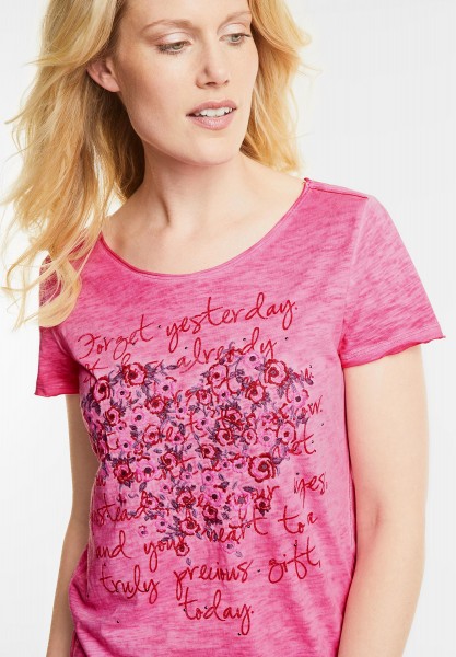 Cecil Shirt mit Blütenherz in Caribbean Pink
