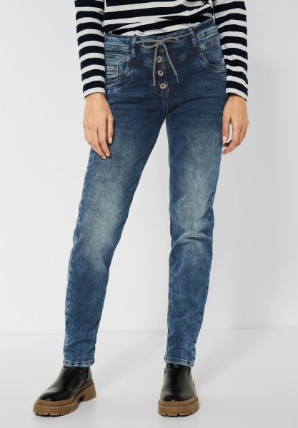 CECIL - Loose Fit Jeans in Mid Blue Wash with Tinting