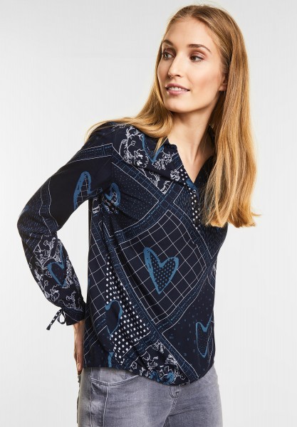 CECIL - Patchwork Print Bluse in Deep Blue