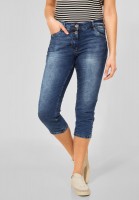 CECIL - Loose Fit Caprijeans in Mid Blue Used Wash