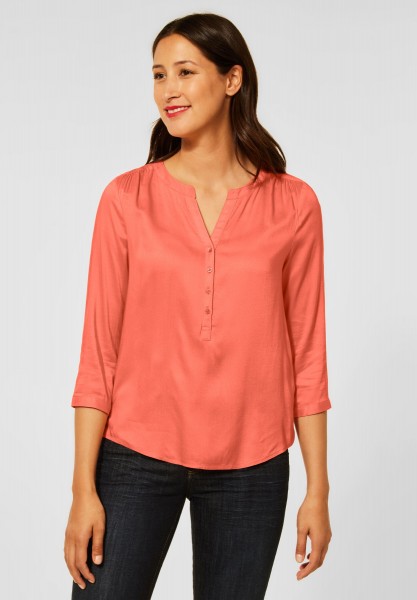 Street One - Bluse in Unifarbe in Sunset Coral
