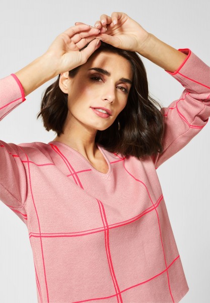 Street One - Jacquard Pullover mit Karo in Orchid Rose