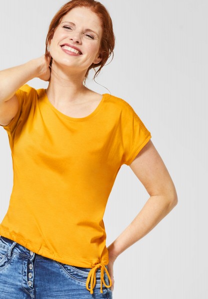 CECIL - T-Shirt mit Smok-Detail in Mango Yellow