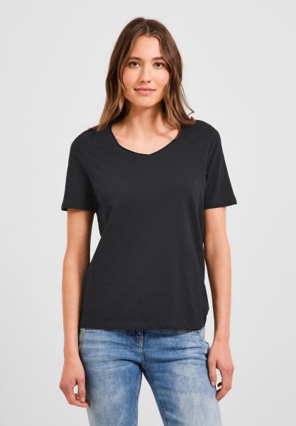 Cecil Unifarbendes Basic T-Shirt in Carbon Grey