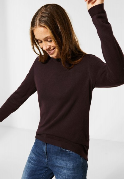 CECIL - Dünner Basic Pullover in Red Mahogany