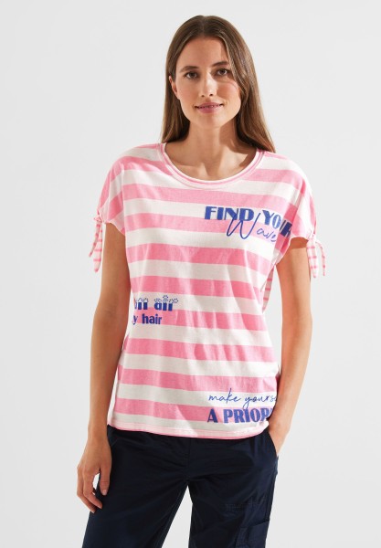 Cecil Cooles Streifenshirt in Soft Neon Pink