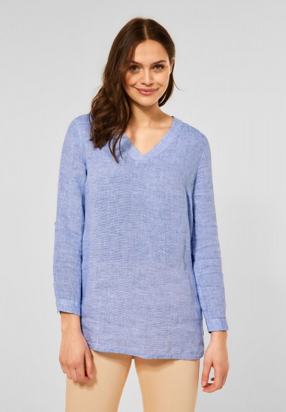 CECIL - Chambray Leinen Bluse in Blouse Blue Melange