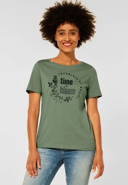 Street One - T-Shirt mit Partprint in Novel Green