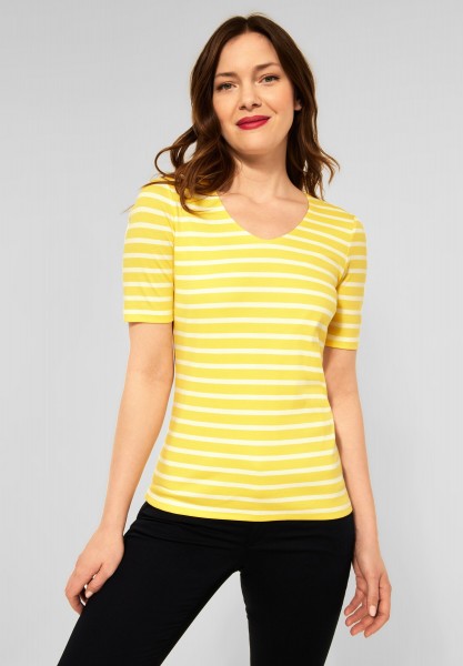 Street One - Streifenshirt in Merry Yellow