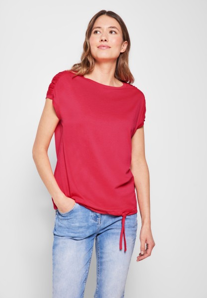 Cecil T-Shirt mit Raffdetails in Strawberry Red